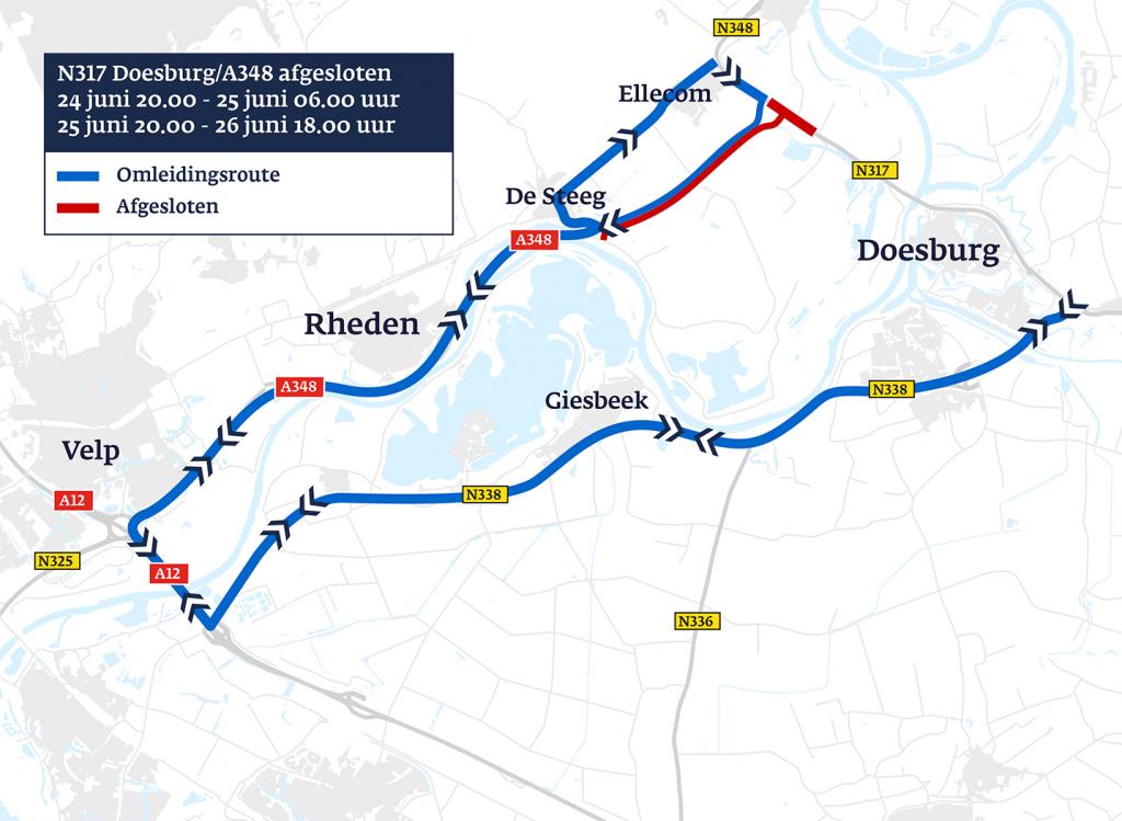 omleidingsroute 24 - 26 juni 2021